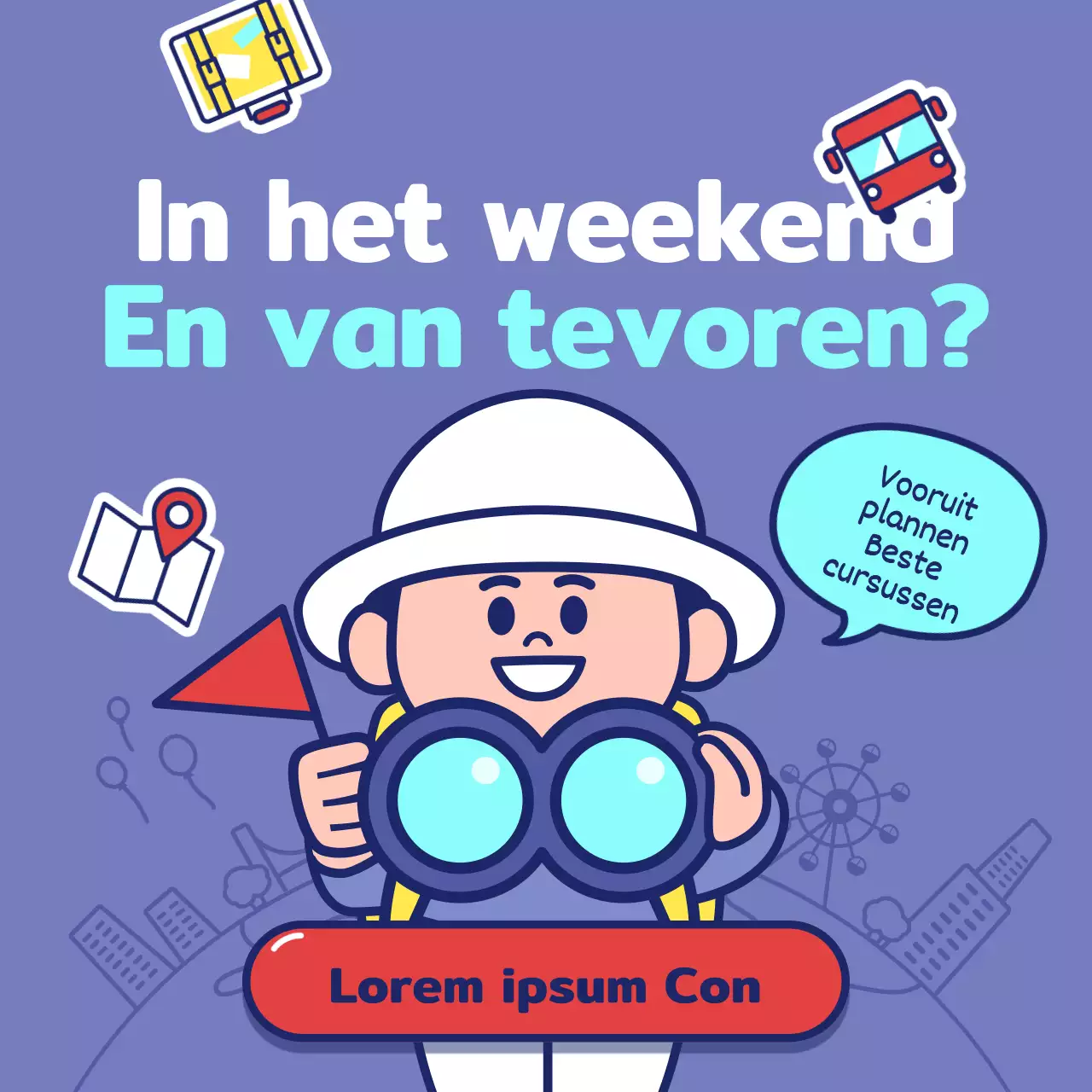 Promoot lokale toeristische producten in mauve en marineblauw