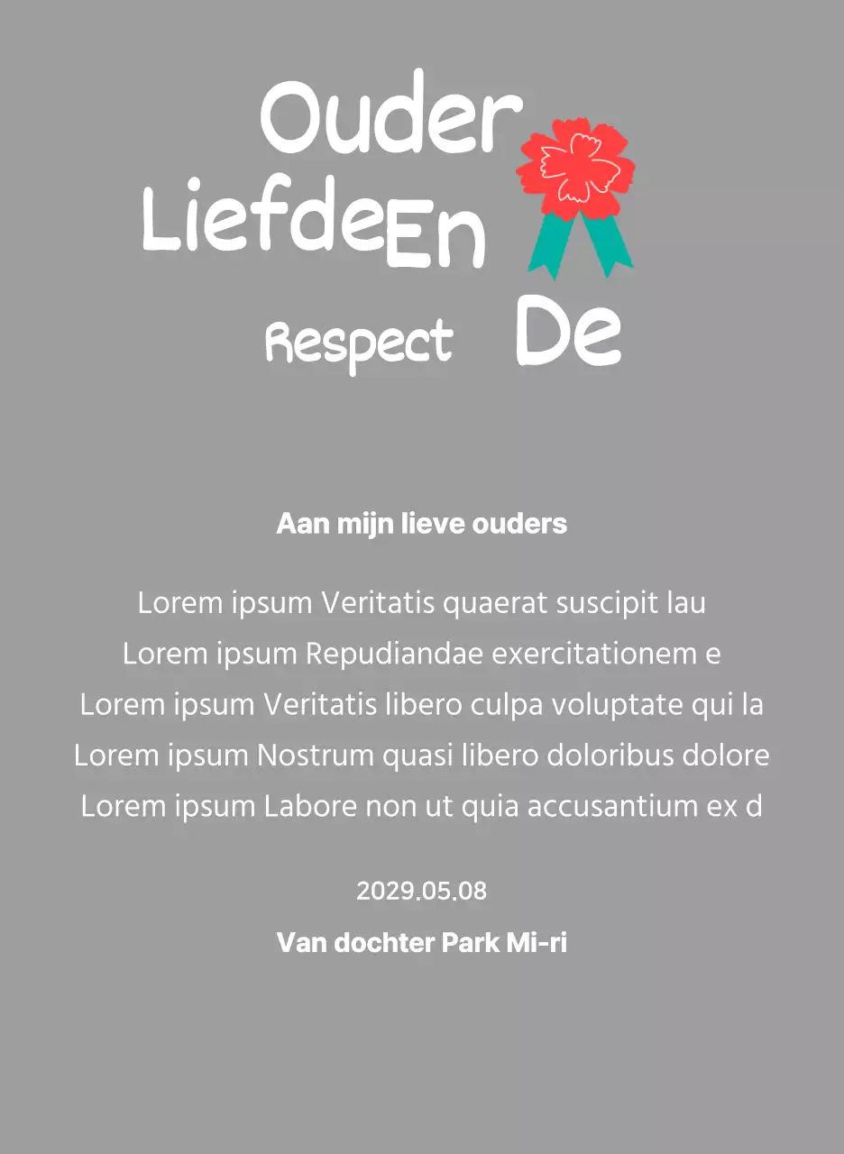 Moederdag kalligrafie met rode anjer illustratie