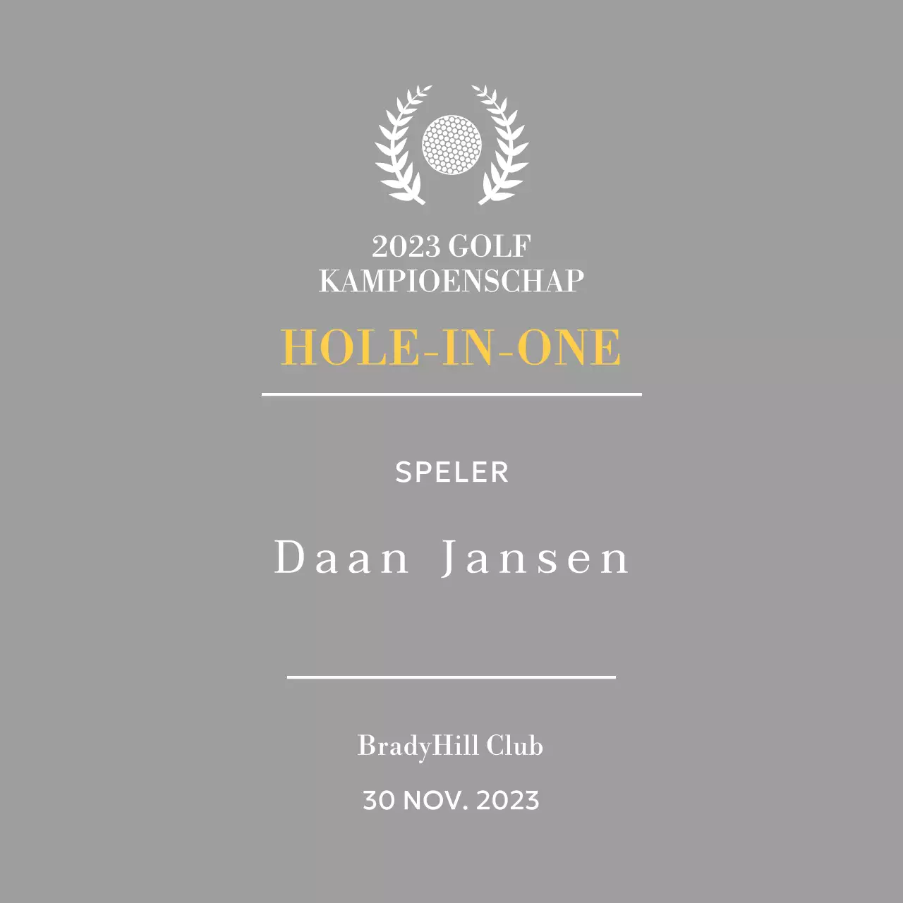 Golf hole-in-one winnaar plaquette met golfbal en lauwerkrans illustratie