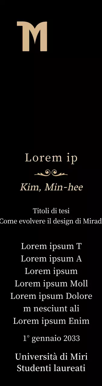 Lussuosa targa di laurea con logo della scuola e finiture in oro