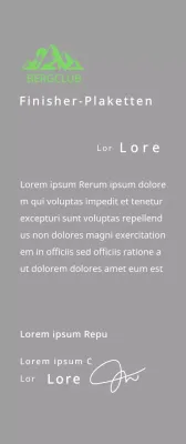 Finisher-Plakette eines Bergclubs mit Clublogo-Konzept und grüner Bergillustration