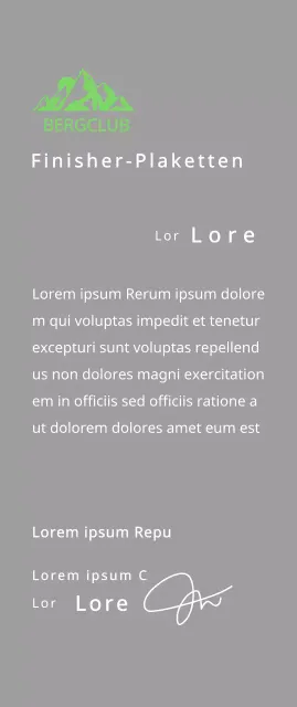 Finisher-Plakette eines Bergclubs mit Clublogo-Konzept und grüner Bergillustration