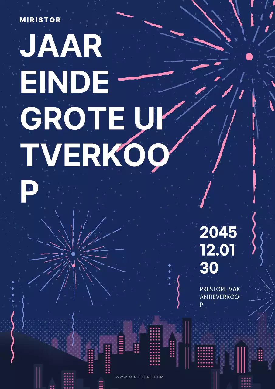 Promoot de feestdagen met een marineblauw, modern vuurwerkconcept