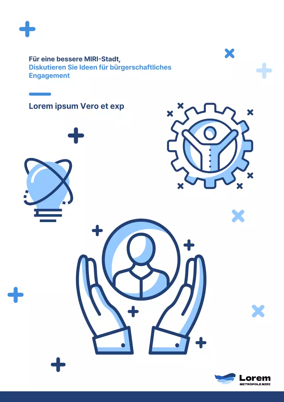 Ein blau-marineblaues Briefingpapier zum bürgerschaftlichen Engagement