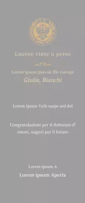 Lussuosa targa di laurea con logo della scuola e finiture in oro