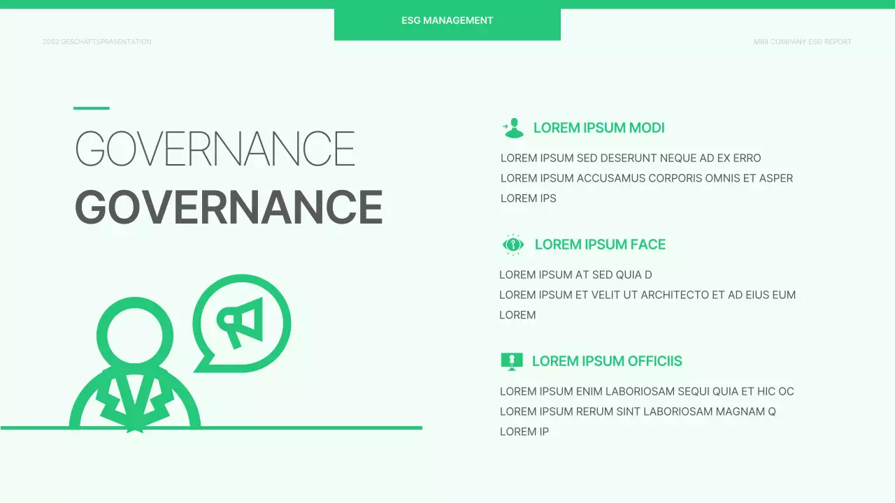 Ein einfacher ESG-Bericht für Unternehmen in Chartreuse und Weiß