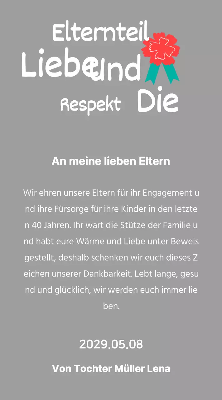 Kalligrafie zum Muttertag mit roter Nelke Illustration