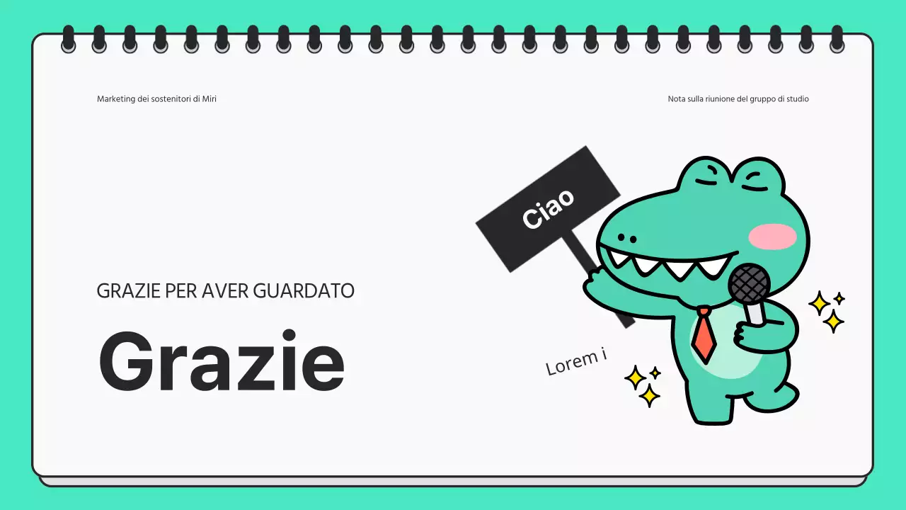 Presentazione di riunione di studio minimalista in menta e nero