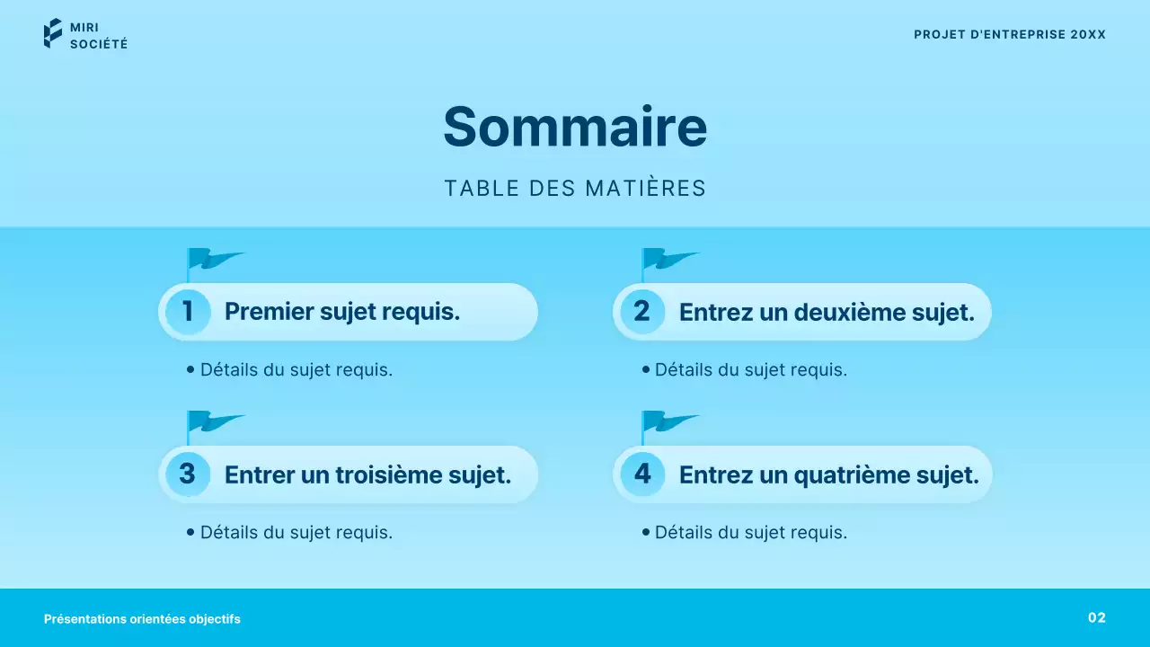 Présentations d'affaires simples en bleu
