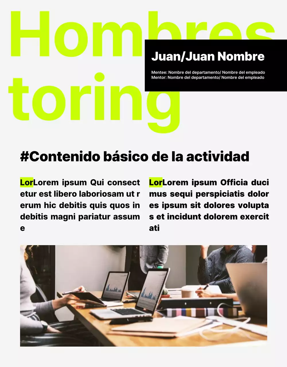 Un moderno boletín interno con toques verde lima