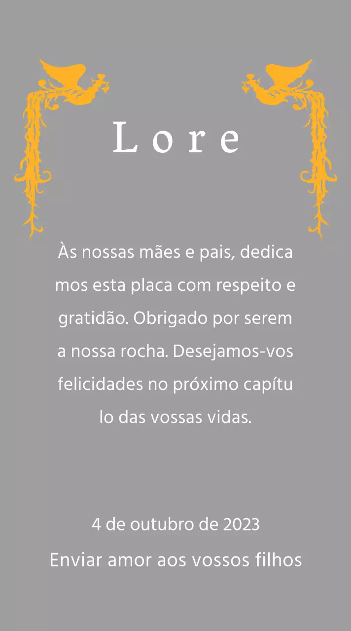 Placa de agradecimento temática do Dia da Mãe com uma ilustração de uma fénix