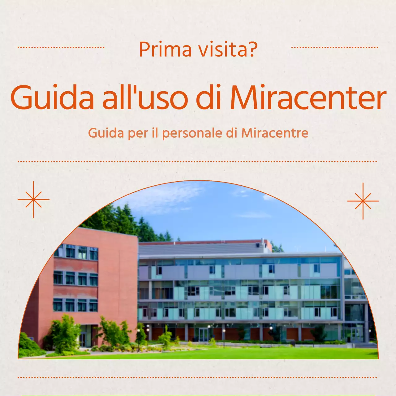 Promuovere un centro informazioni moderno in arancione e beige