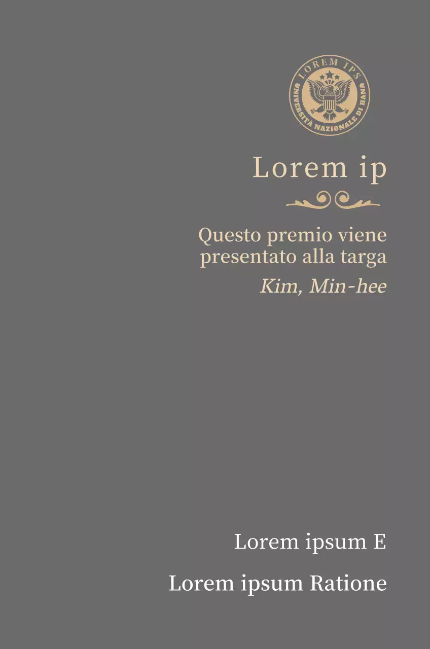 Lussuosa targa di laurea con logo della scuola e finiture in oro