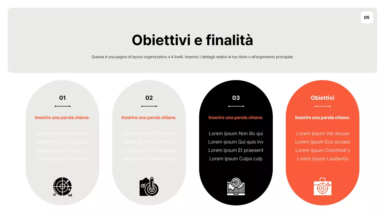 Un semplice planner arancione e grigio per la definizione degli obiettivi