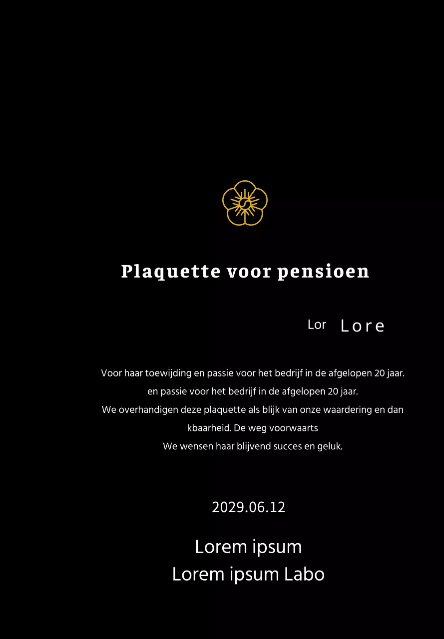 Line Flower's listing concept bedankplaatje