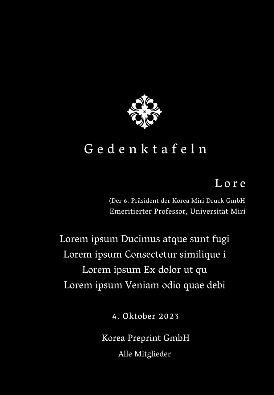 Eine königlich anmutende Inbetriebnahmetafel mit kunstvoller Verzierung