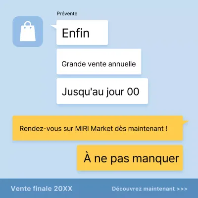 Parodie d'annonce de vente en bleu clair et jaune