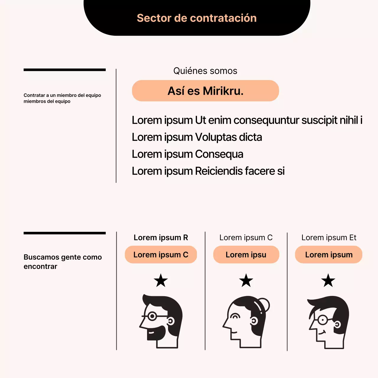 Una sencilla tarjeta de reclutamiento naranja y negraNoticias