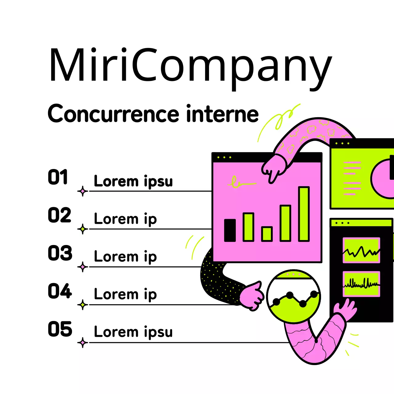 Promouvoir un concours de création d'entreprise en interne avec un look pop art rose et néon