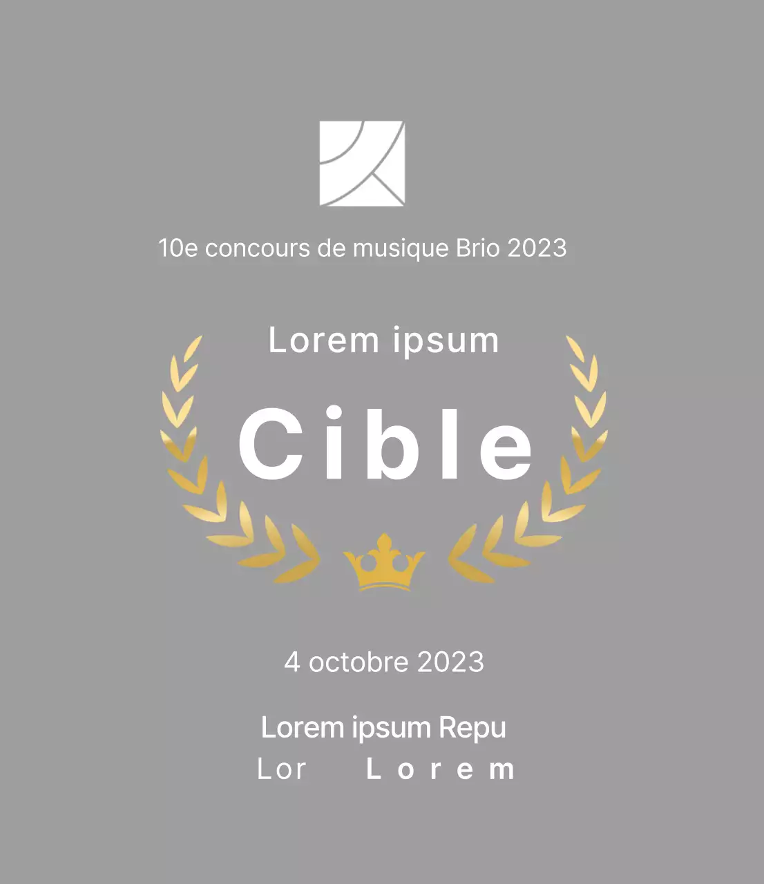 Plaque du lauréat du concept de concours avec illustration de lignes de laurier et de couronne