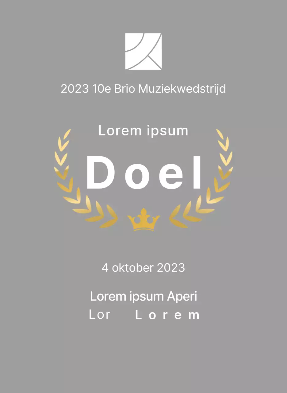 Wedstrijd concept winnaar plaquette met lauwer lijnen en kroon illustratie