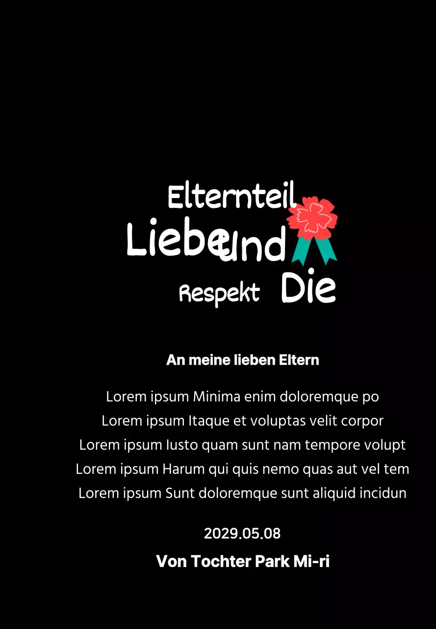 Kalligraphie zum Muttertag mit roter Nelke Illustration