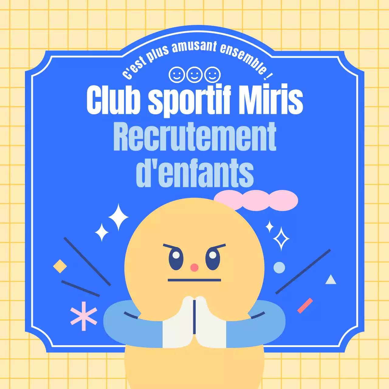 Promouvoir un club sportif kitsch jaune et bleu pour enfants