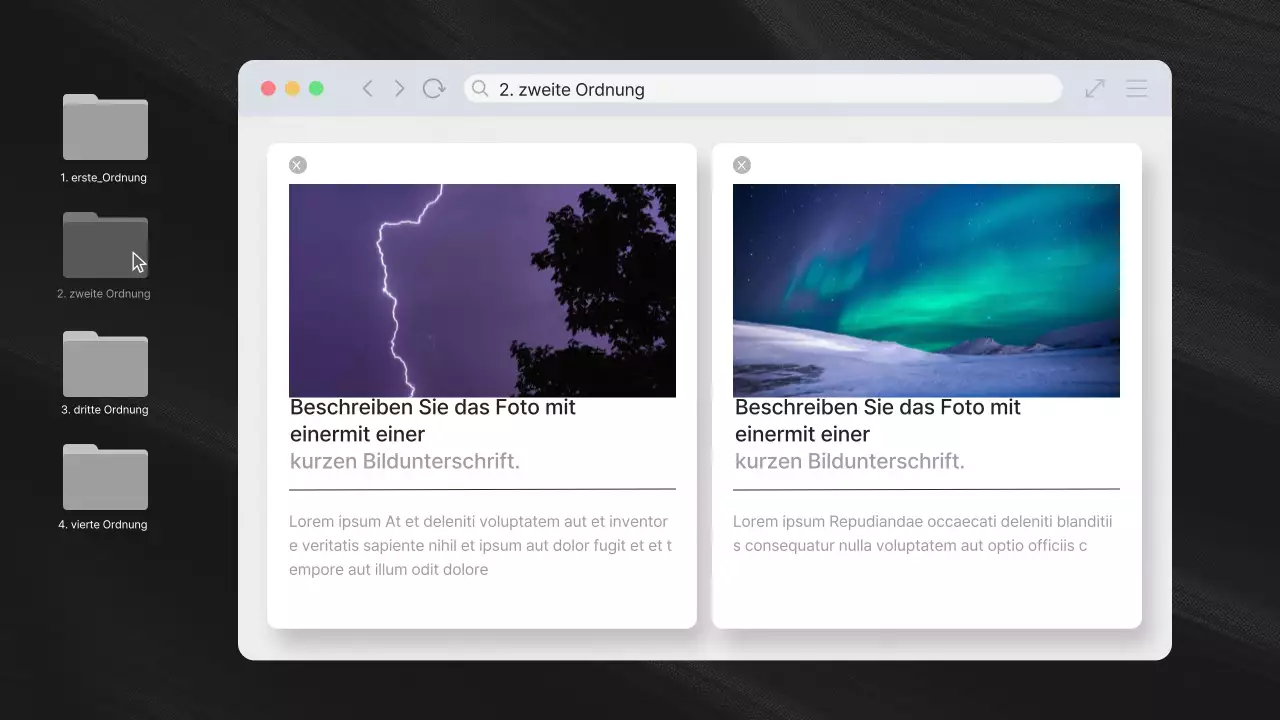 Moderner Desktop-UI-Vorschlag in Schwarz