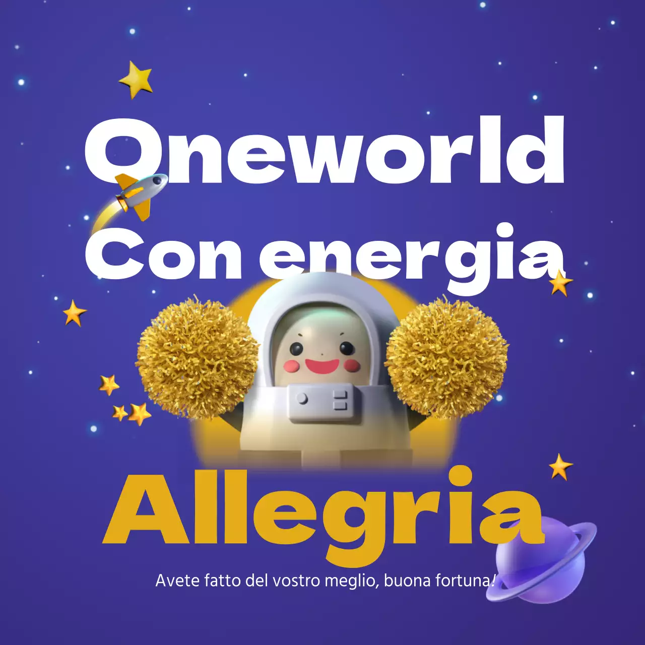 Un simpatico post da cheerleader in giallo e blu per chi deve sostenere il test.