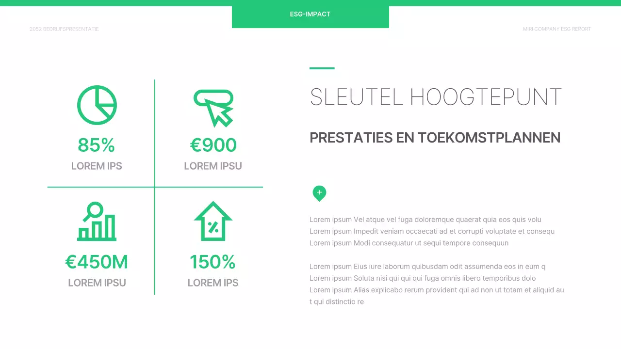 Een eenvoudig ESG-bedrijfsrapport in chartreuse en wit