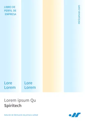 Perfil de empresa para un fabricante minimalista en azul claro y amarillo.