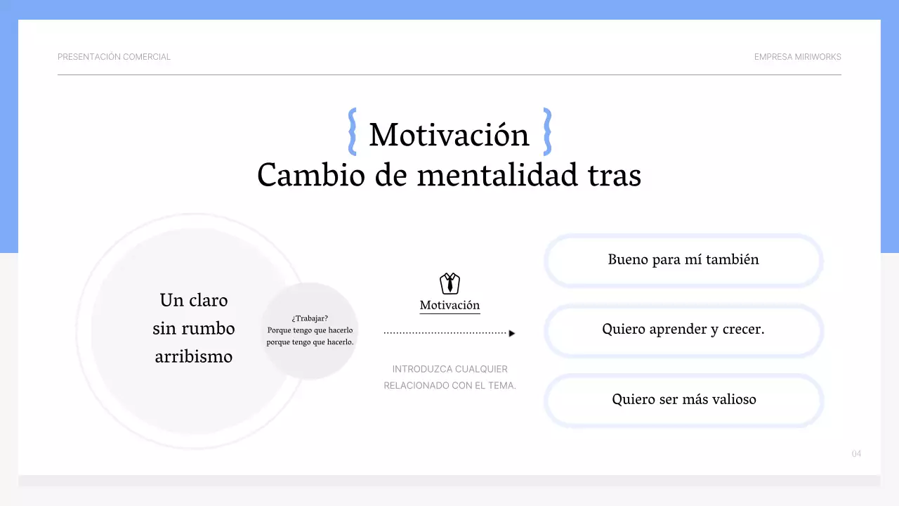 Material de formación motivador sencillo en azul claro y gris