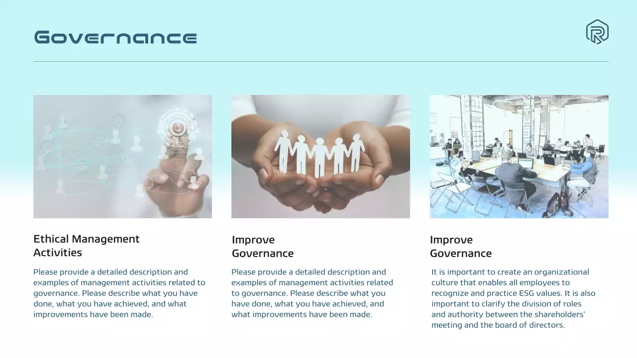 블루 모던 Esg 보고서 문서 프레젠테이션