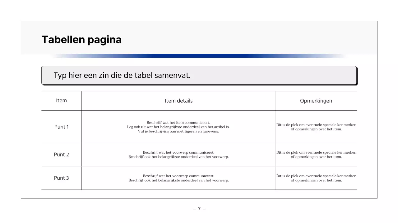 Eenvoudig afdrukbaar rapport in zwart en marineblauw