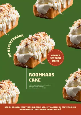 Promoot een vintage dessertkaart voor de feestdagen met een rode en groene achtergrond