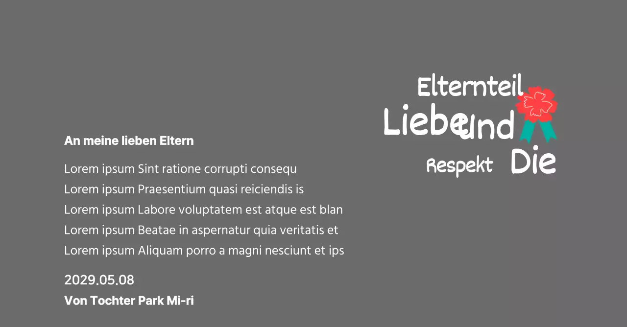 Kalligraphie zum Muttertag mit roter Nelke Illustration