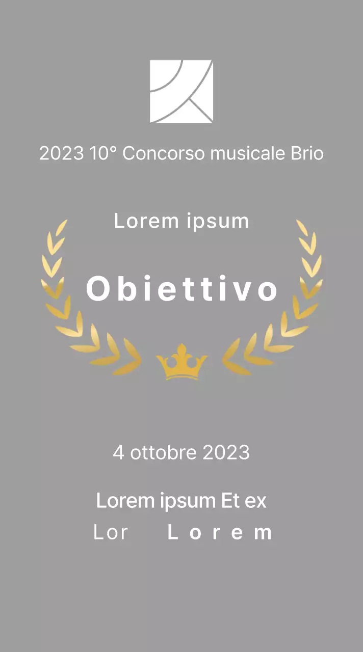 Targa per il vincitore del concorso con illustrazione delle linee di alloro e della corona