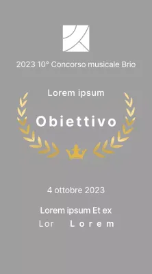 Targa per il vincitore del concorso con illustrazione delle linee di alloro e della corona