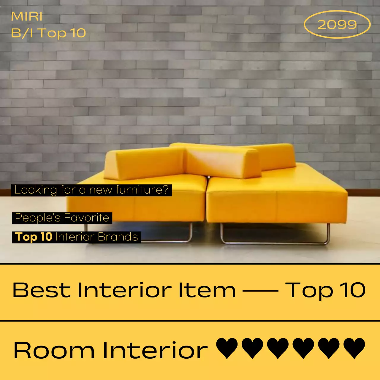 노란색 모던 가구 프로모션 소셜 미디어 게시물