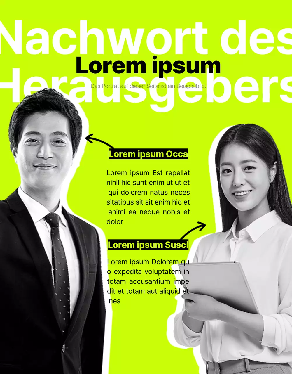 Ein trendiger interner Webzine-Newsletter mit lindgrünen Akzenten