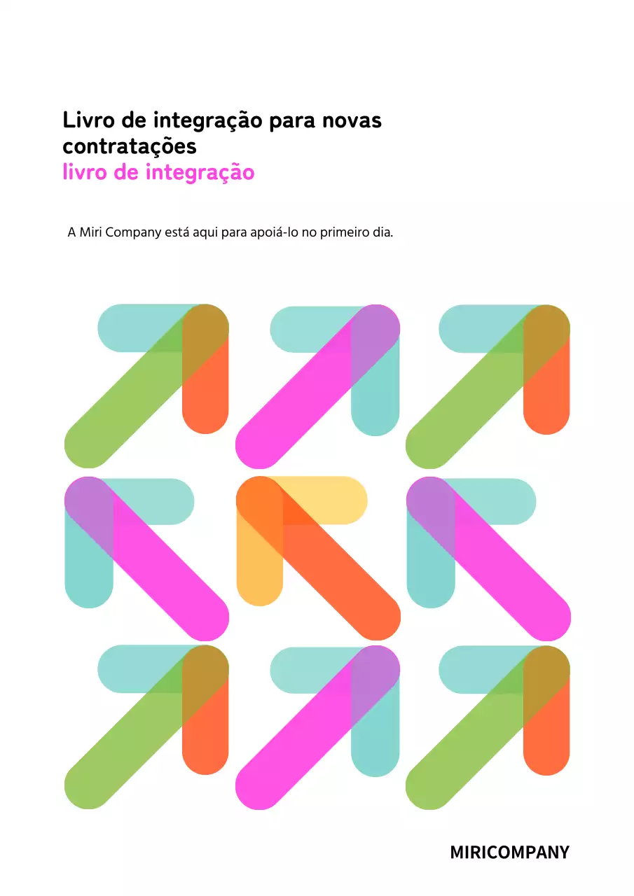 Capa de livro de integração simples e fluorescente para novas contratações