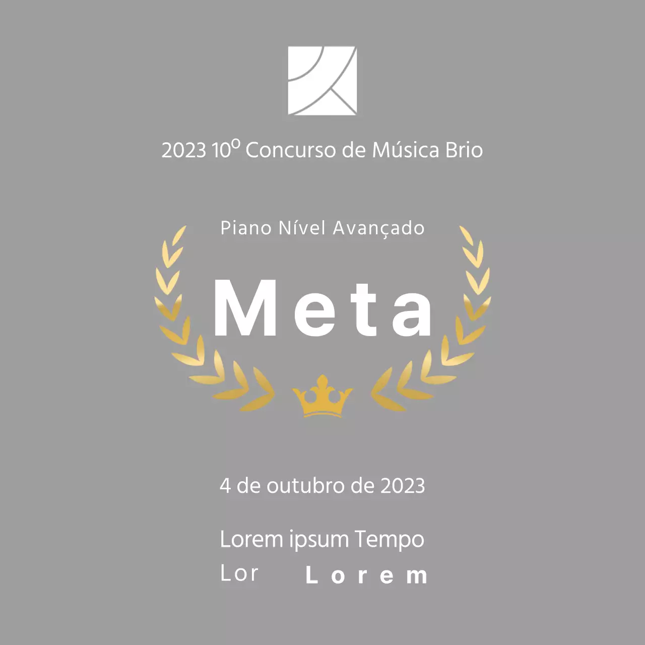 Placa do vencedor do conceito de concurso com linhas de louros e ilustração de uma coroa