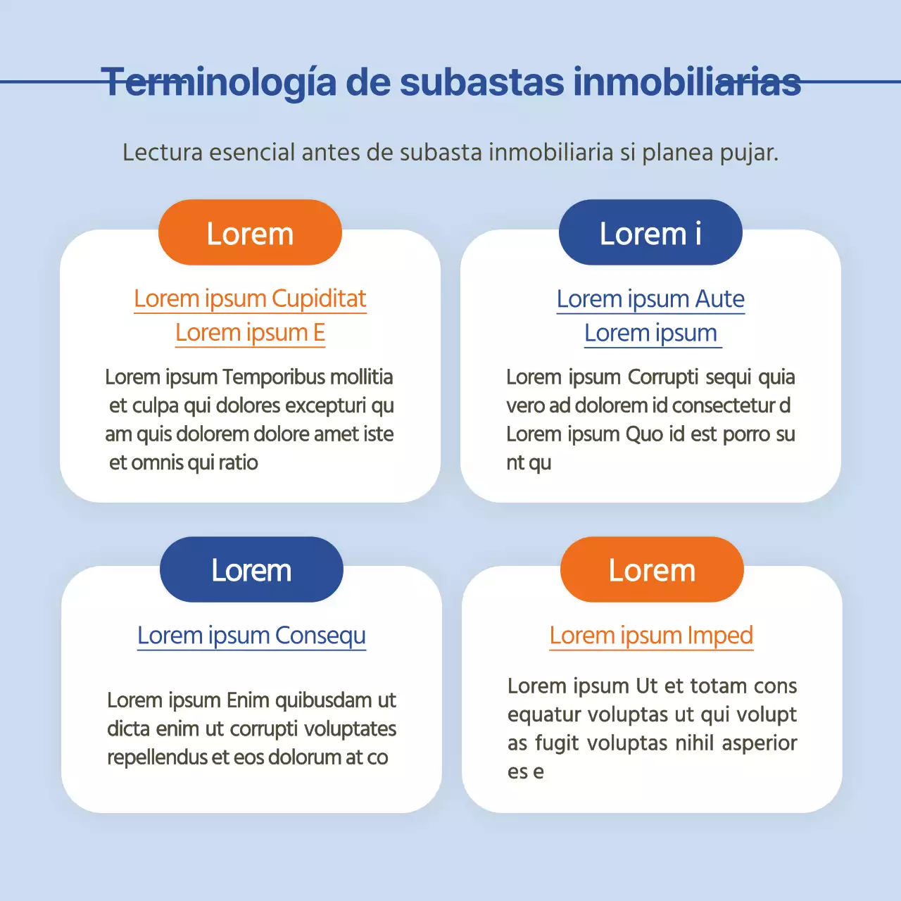 Una sencilla guía naranja y azul de las subastas inmobiliarias
