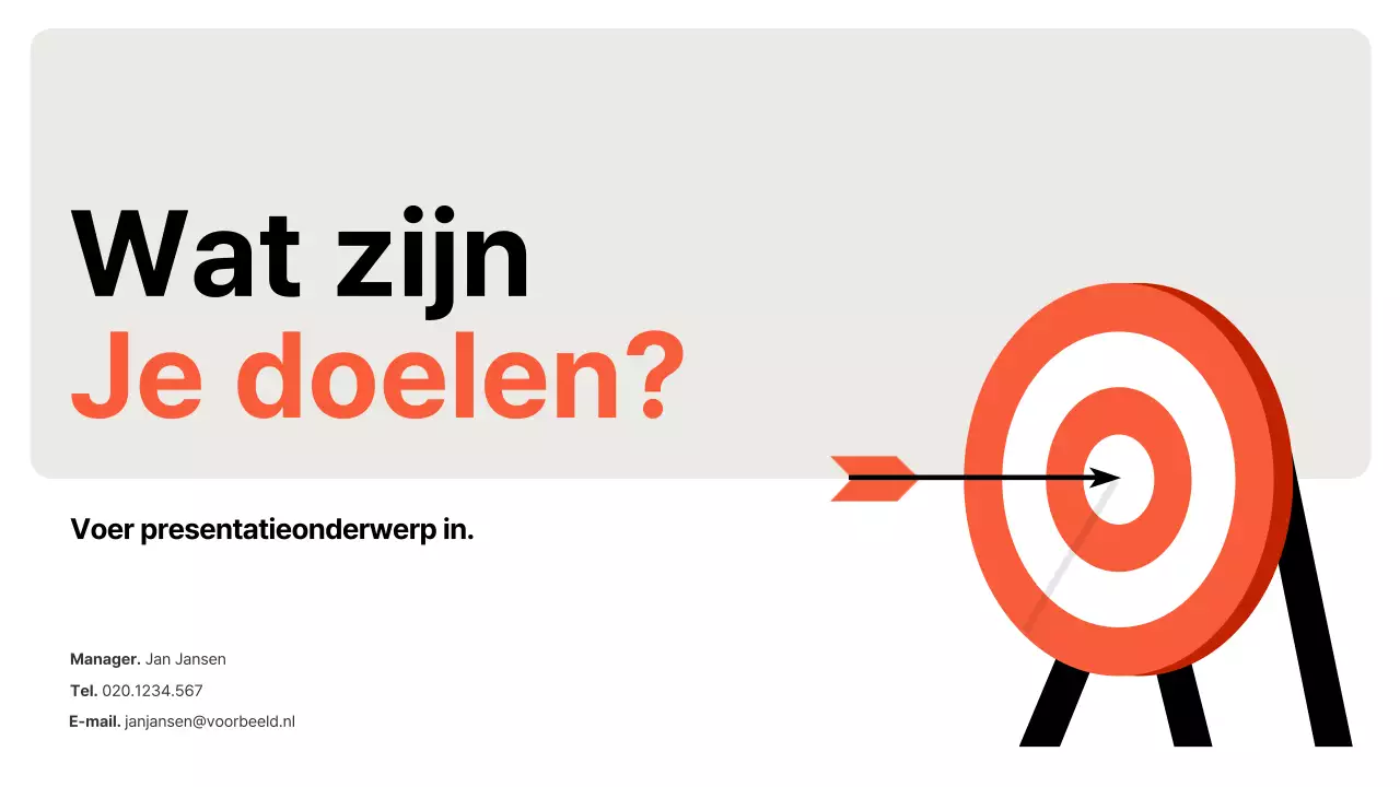 Een eenvoudige oranje en grijze doelenplanner