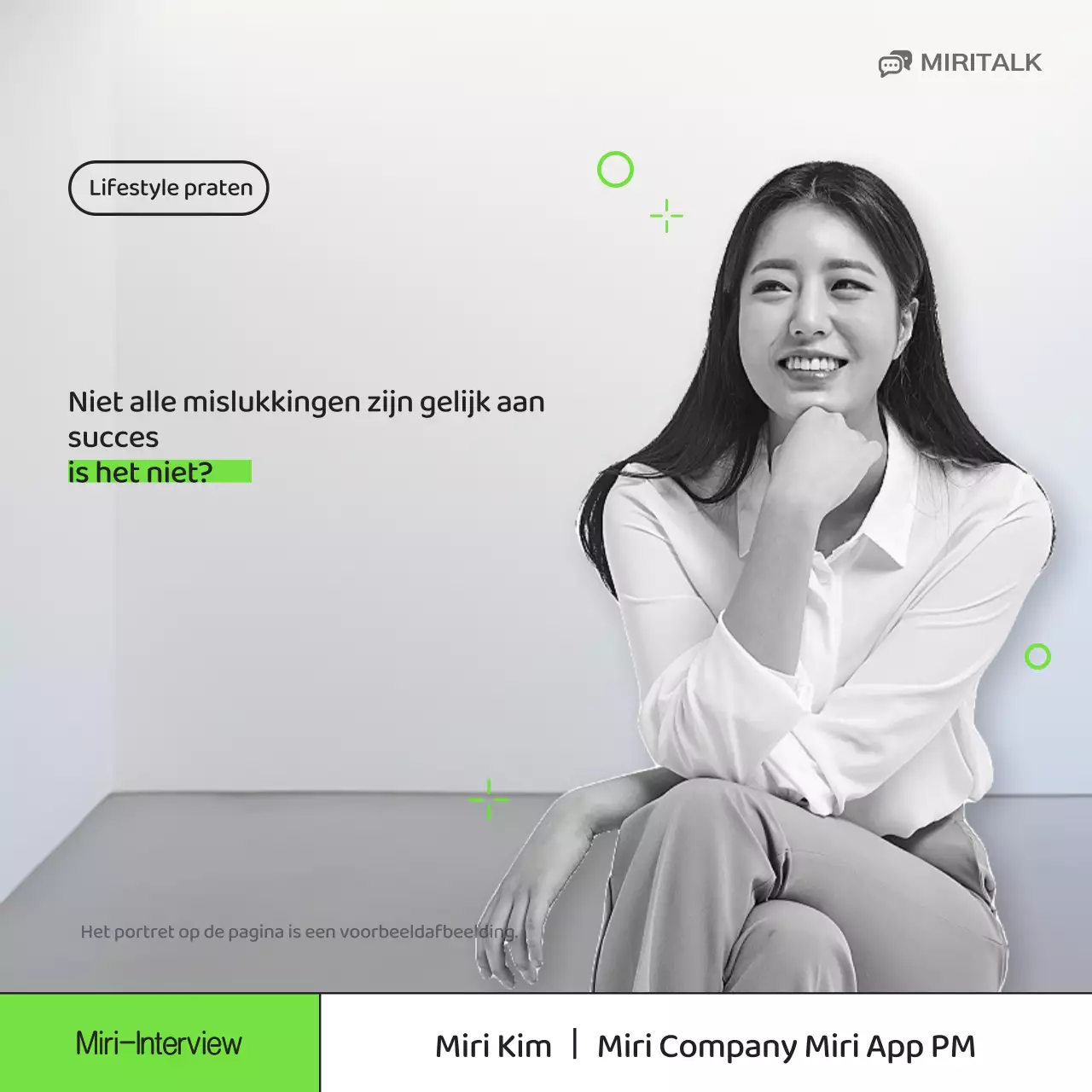 Een eenvoudige interviewpost voor een zakelijk portret in chartreuse en grijs