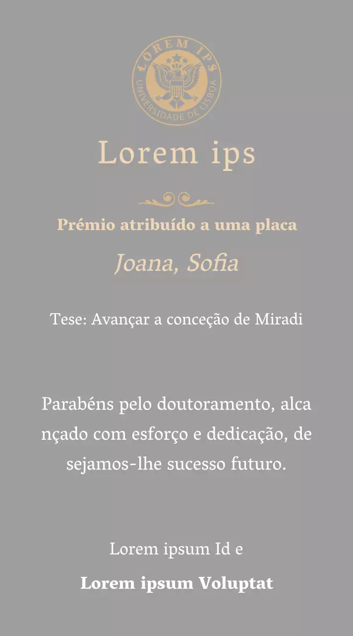 Placa de grau luxuosa com o logótipo da escola e acabamento dourado