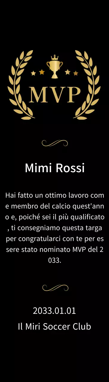 Lussuose targhe di campionato con allori e trofei in oro