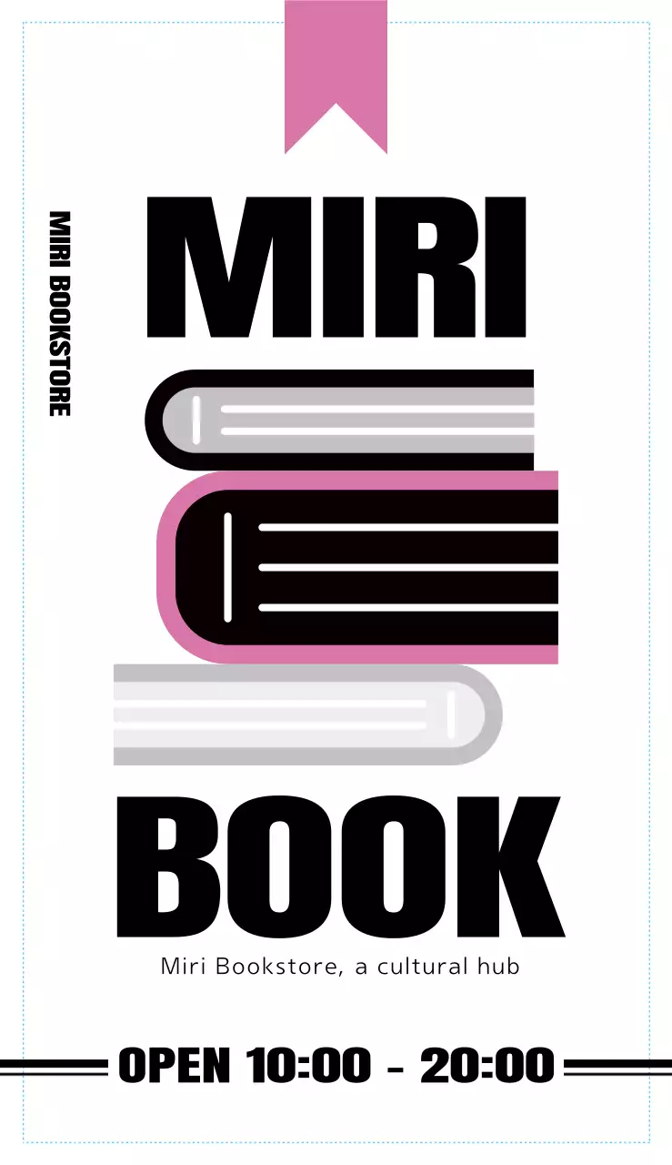 Panduan untuk toko buku bisnis kecil dengan font bahasa Inggris yang bersih dan tebal serta tata letak ilustrasi buku dengan aksen merah muda