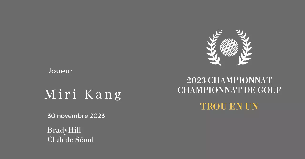 Plaque du gagnant d'un trou d'un coup au golf avec balle de golf et couronne de laurier (illustration)