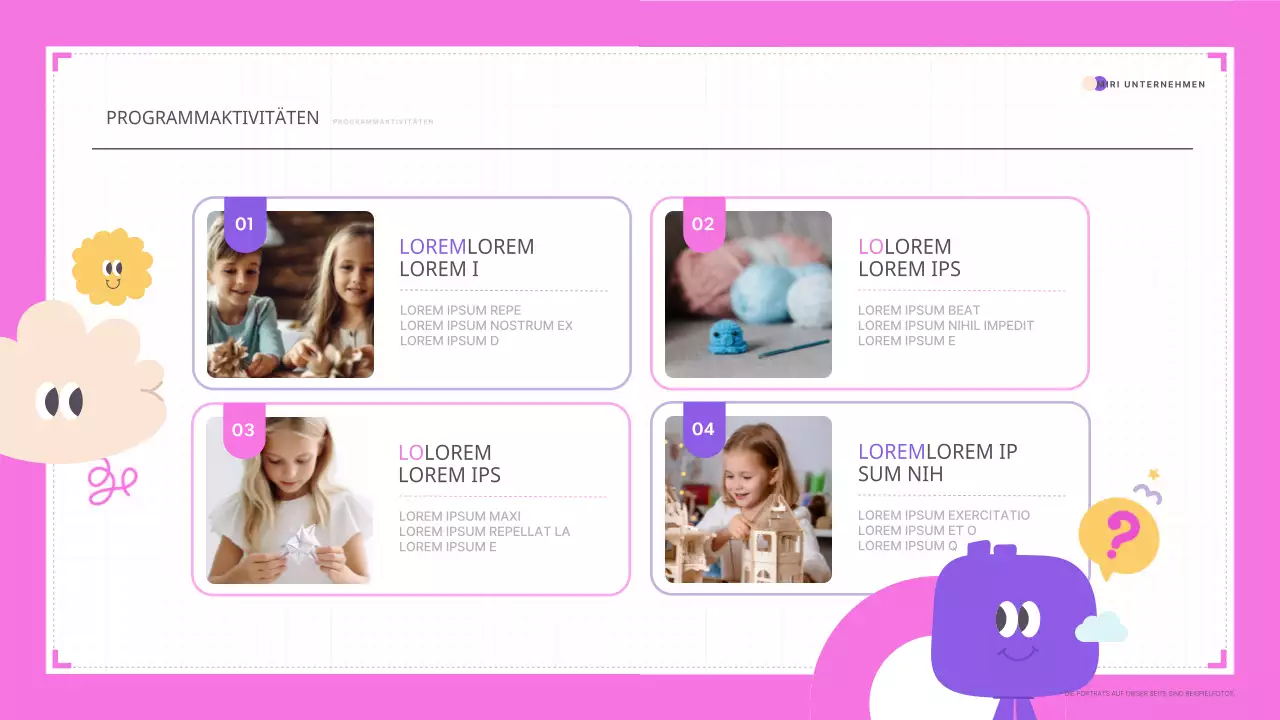 Niedliche rosa und lila Ausbilder Portfolio-Präsentation